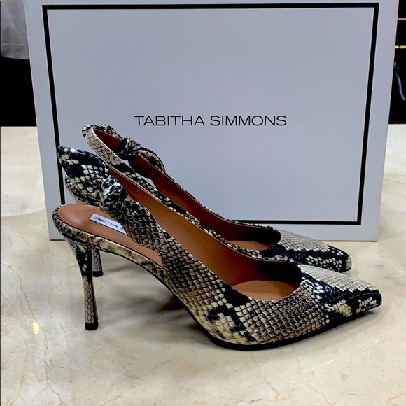 TABITHA SIMMONS GORGEOUS PYTHON SLINGBACK HEELS WITH SIDE BOW DETAIL SIZE 8.5 - Picture 4 of 13
